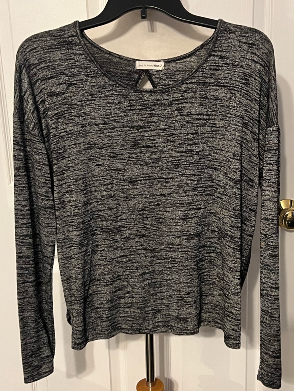 Rag & Bone Black and Gray Marled Long-Sleeve Knit Top